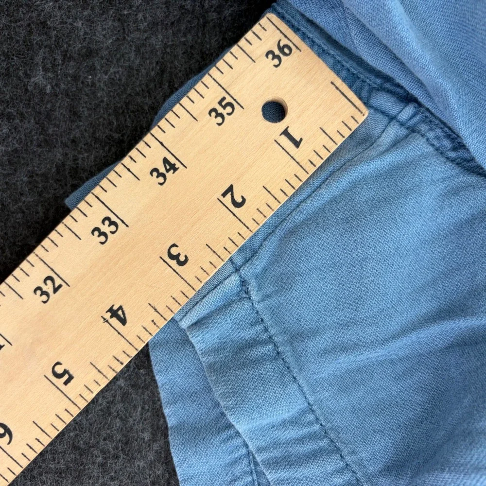 Free People Off Shore Blue Cotton Linen Blend Utility Cargo Shorts Womens Small